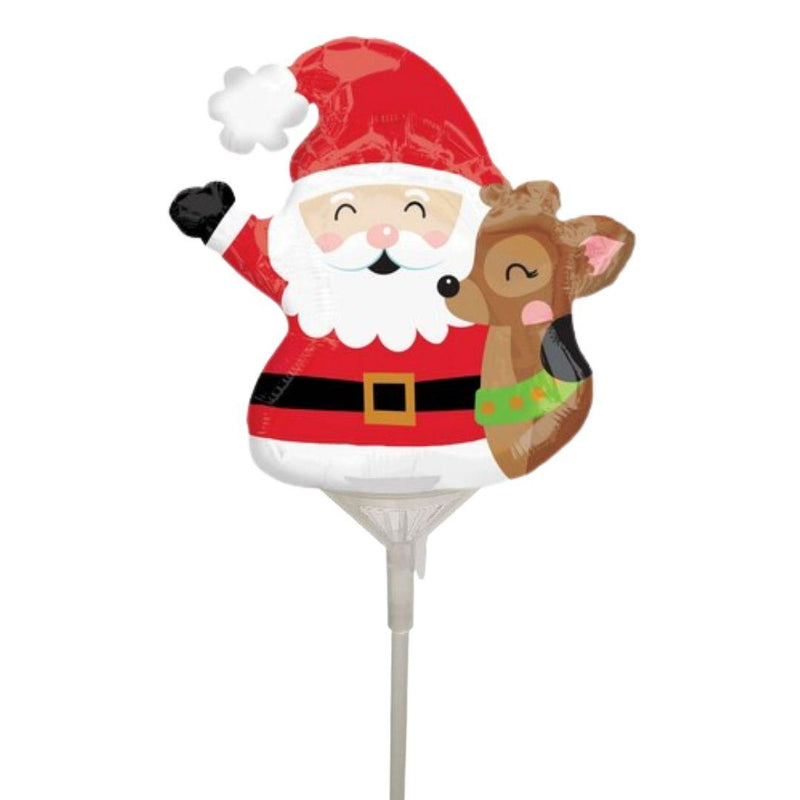 Pallone foil Minishape 9'' Babbo Natale con renna