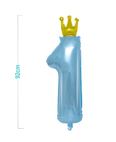 Mylar 1° Compleanno Azzurro Corona