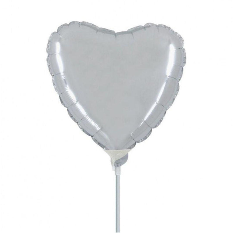 Mini Shape Mylar Cuore 9'' Argento Liscio - The Colours of Balloons