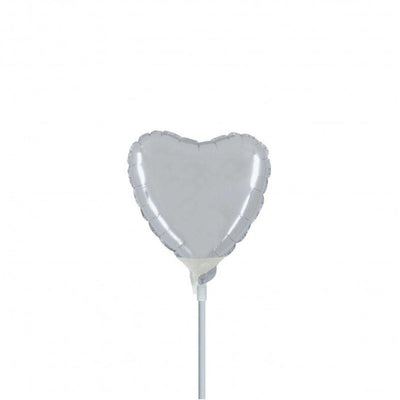 Mini Shape Mylar Cuore 4'' Argento Liscio