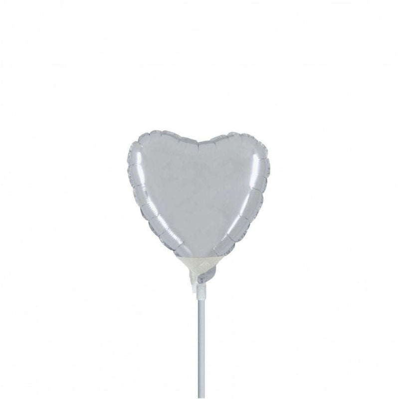 Mini Shape Mylar Cuore 4'' Argento Liscio - The Colours of Balloons