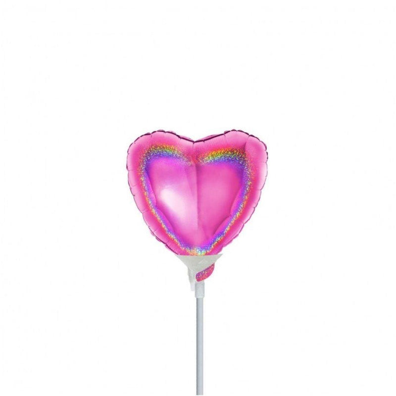 Mini Shape Mylar Cuore 4'' Fucsia Glitter - The Colours of Balloons