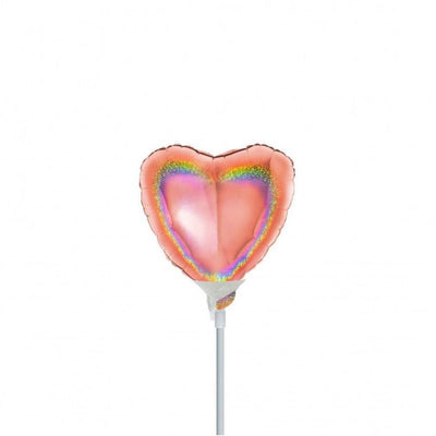 Mini Shape Mylar Cuore 4'' Oro Rosa Glitter