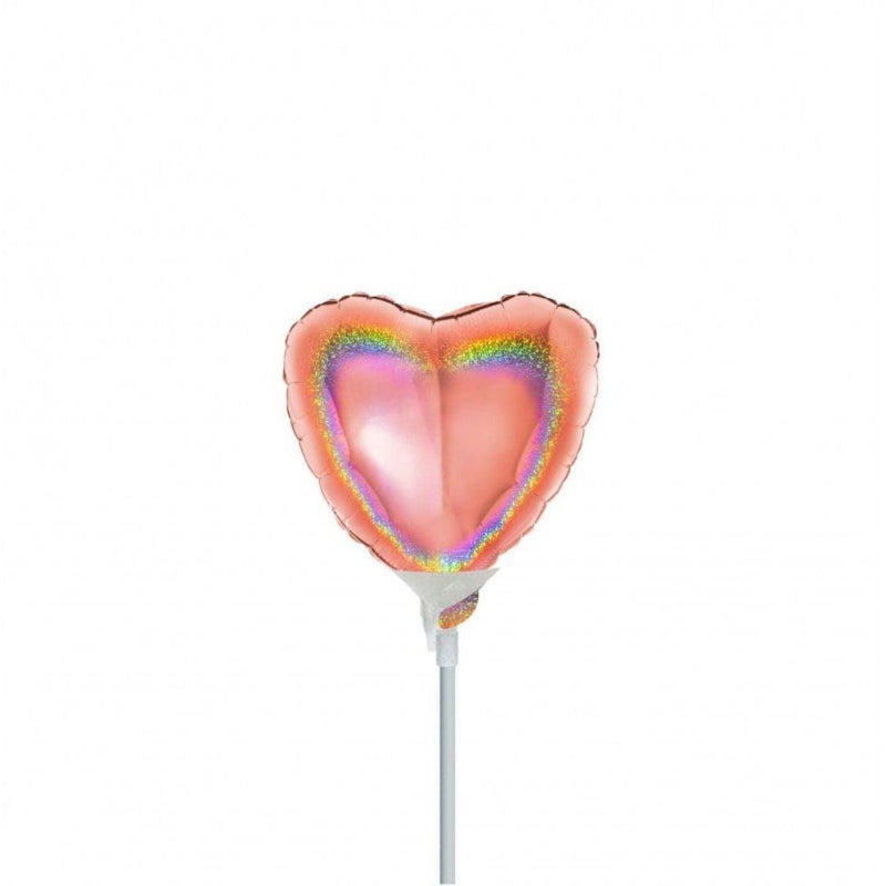 Mini Shape Mylar Cuore 4'' Oro Rosa Glitter - The Colours of Balloons