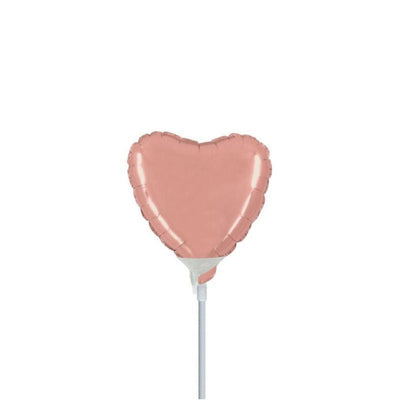 Mini Shape Mylar Cuore 4'' Oro Rosa Liscio