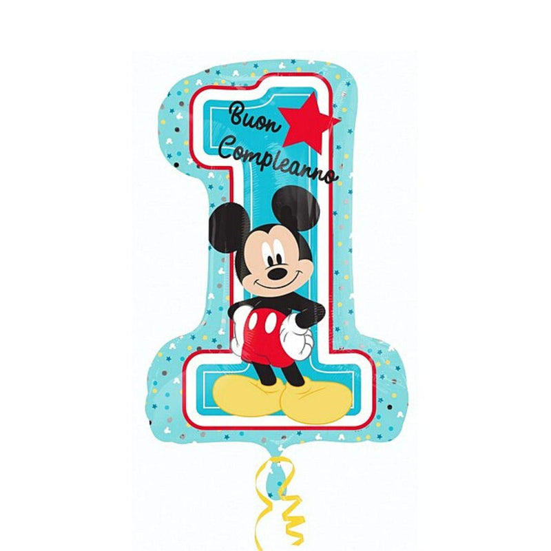 Mickey Buon 1 Compleanno Pallone foil Supershape 48 x 71 cm  1 pz - The Colours of Balloons