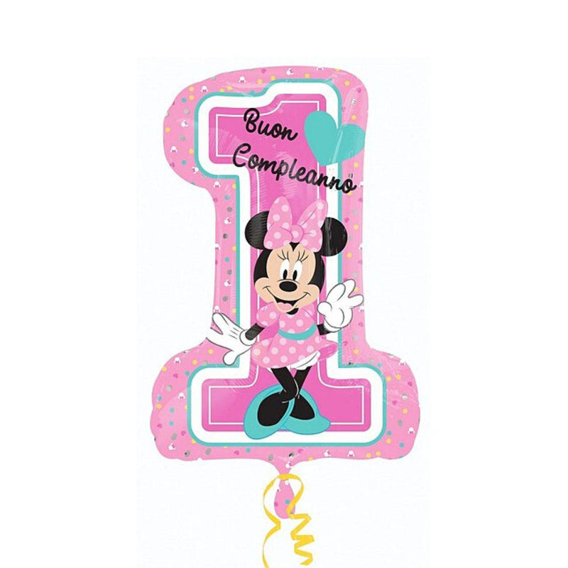 Minnie Buon 1 Compleanno Pallone foil Supershape 48 x 71 cm 1 pz - The Colours of Balloons