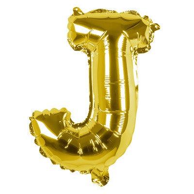 Foil Balloon Letter 'J' Oro (36 cm) - The Colours of Balloons