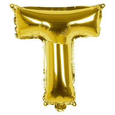 Foil Balloon Letter 'T' Oro (36 cm) - The Colours of Balloons