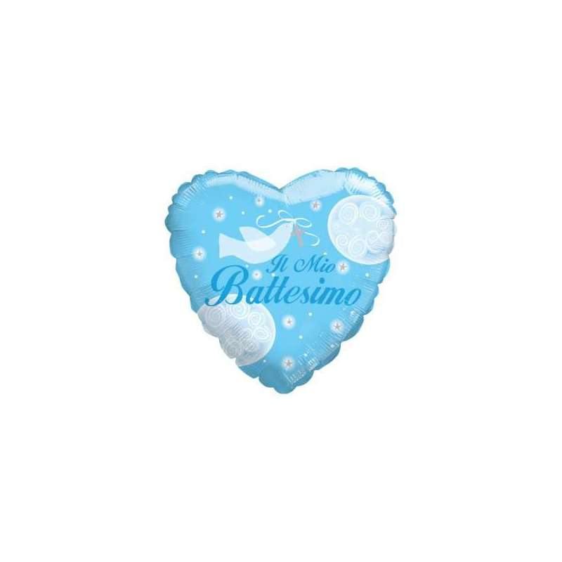 Palloncino in Mylar per Battesimo Cuore Azzurro - The Colours of Balloons