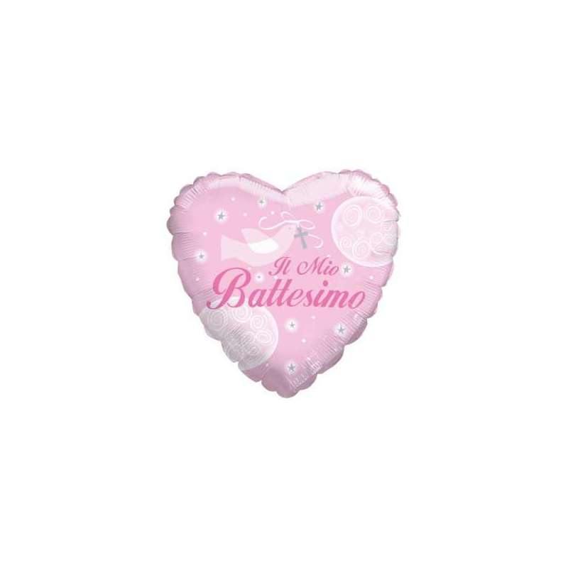 Palloncino in Mylar per Battesimo Cuore Rosa - The Colours of Balloons